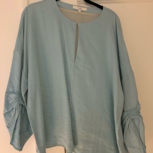 TIBI Baby Blue Linen Top